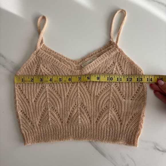 Endless Blu. Elegant Tan Knit Cropped Top size S Wool mohair blend - Picture 5 of 7